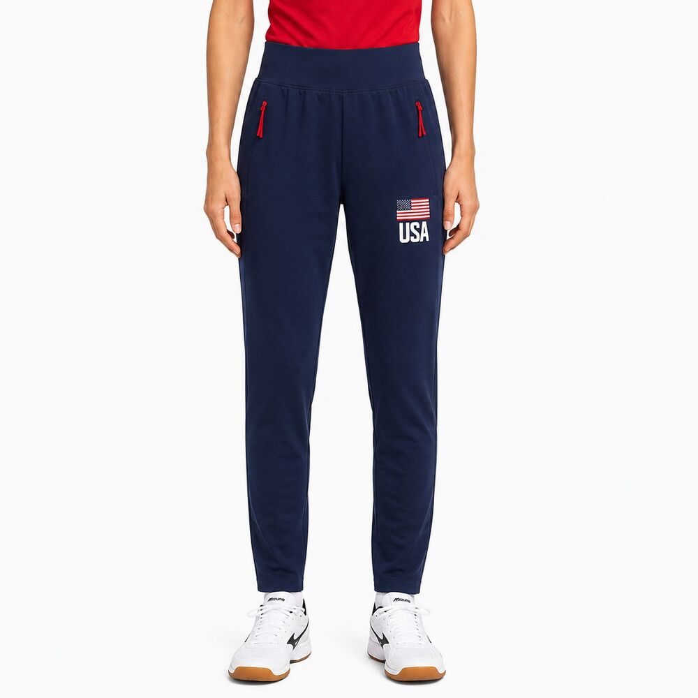 Adidas USA Volleyball Team Track Pants Women's XS Navy Blue Zip Ankle FK1038